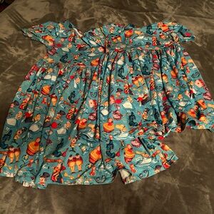 3 Matching Alice in WonderLand dresses 6X, 4T & 3T. Perfect for a Disney Trip!